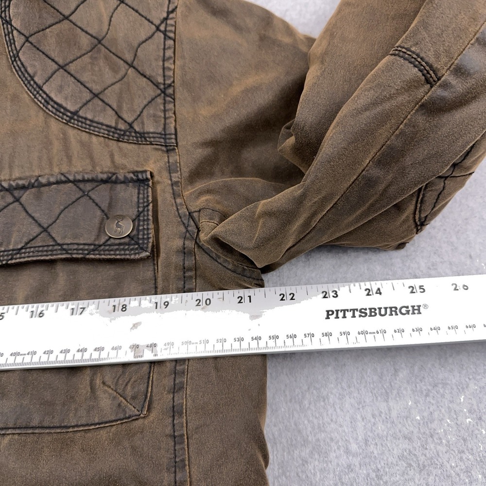 PG Fields Chore Jacket Mens M Brown Patina Full Zip Barn Coat Patches Waxed - Picture 9 of 12
